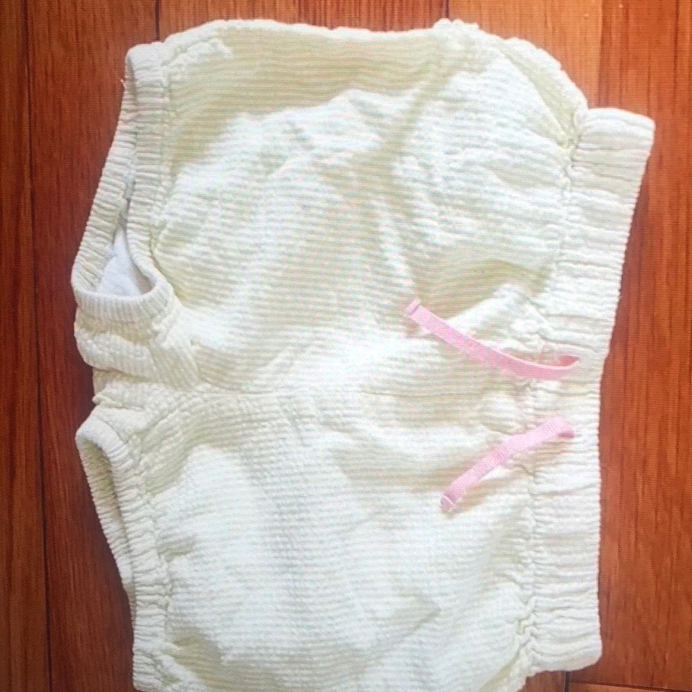 Baby Biden Yellow seersucker Ruffle bloomers